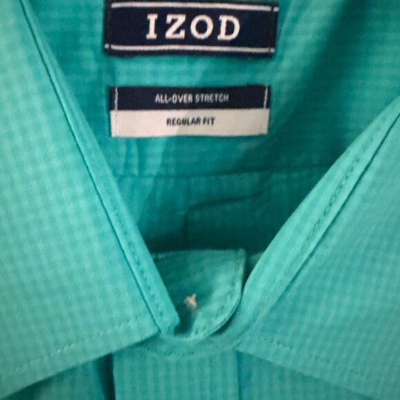 Izod Teal All-Over Stretch Shirt - Picture 4 of 5